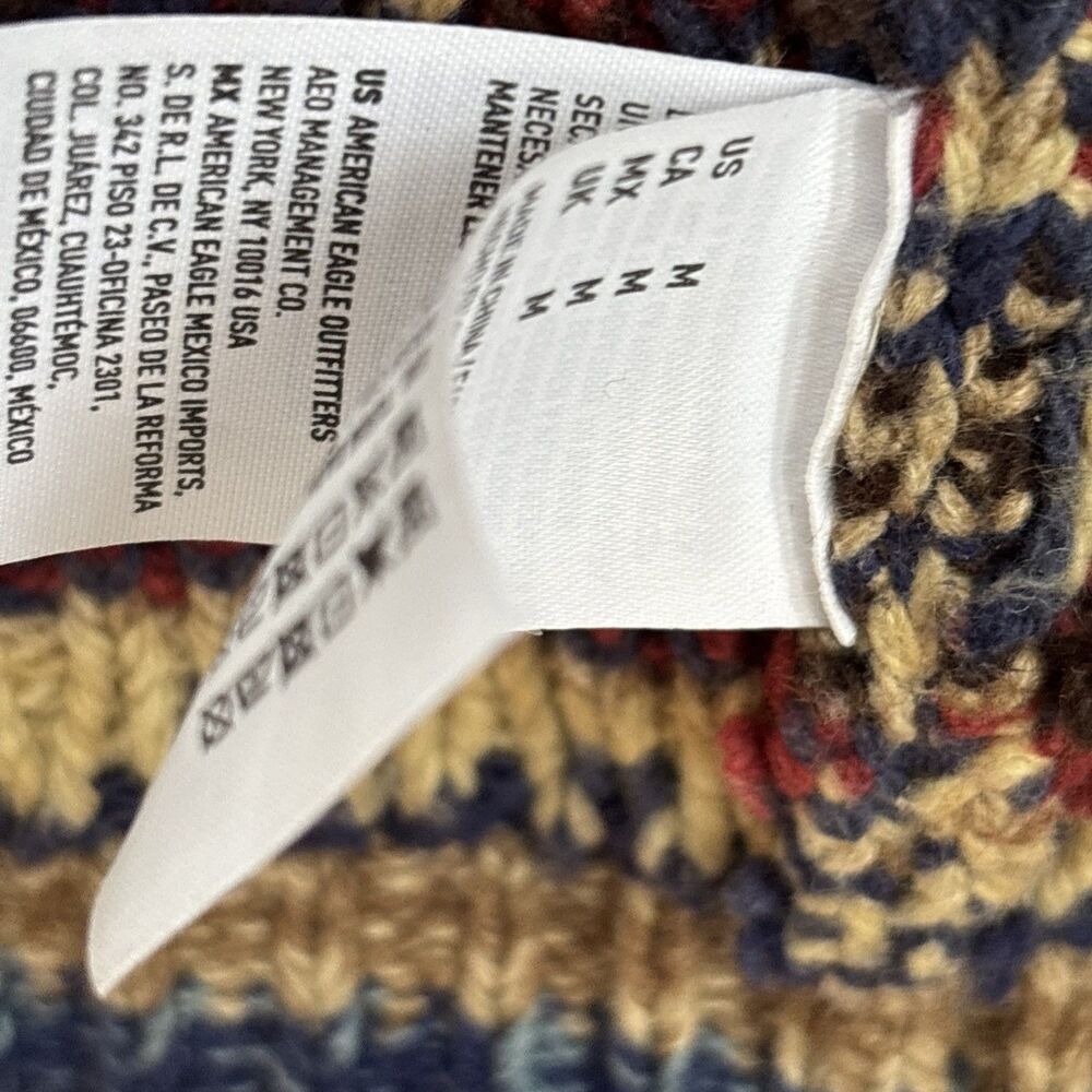 American Eagle Outfitters Y2K Vintage Retro Aztec Fisherman Grandpa Knit Cardi M - Picture 6 of 7